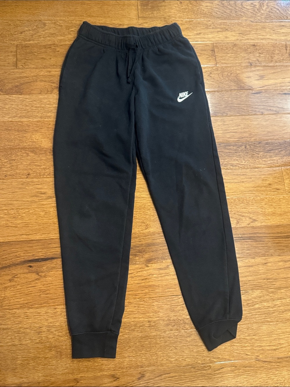 Nike Black Track Joggers with White Swoosh